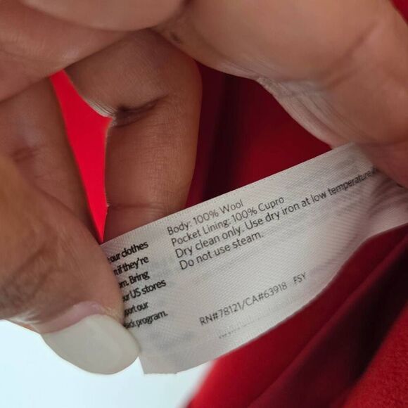 Eileen Fisher Blazer Women's Petite Large Red Notch‎ Collared 100% Wool Jacket - Picture 5 of 6